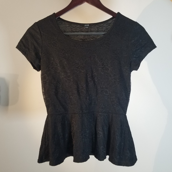 Top Peplum Blouse | All-black | Cap Sle… - Picture 7 of 15